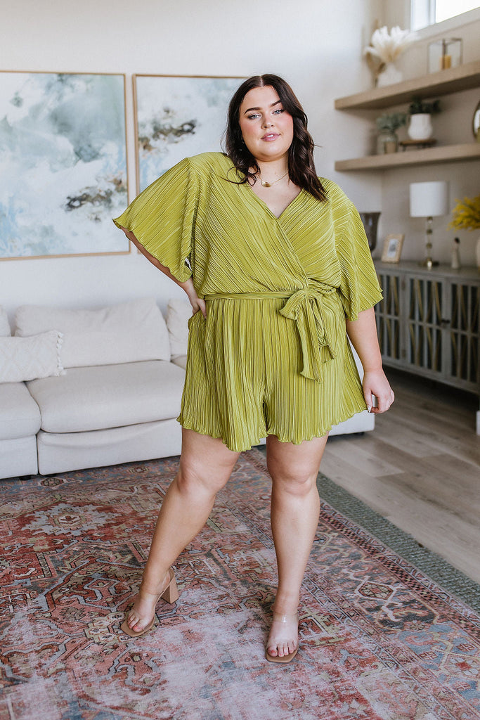 Lovely Life Plisse Romper in Green-Womens-Timber Brooke Boutique, Online Women's Fashion Boutique in Amarillo, Texas