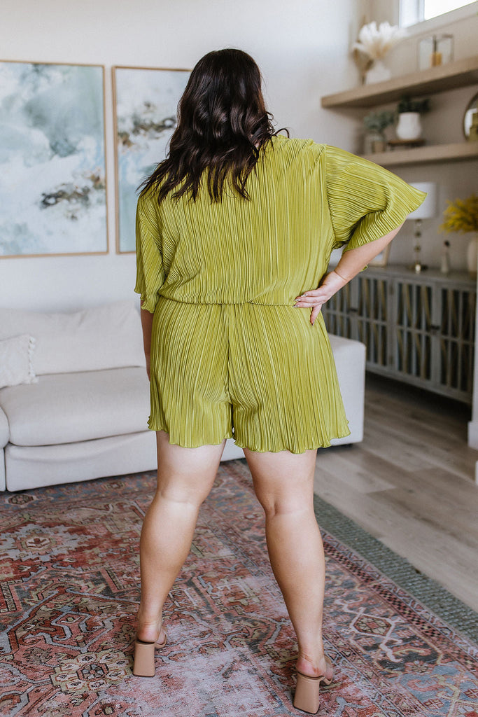 Lovely Life Plisse Romper in Green-Womens-Timber Brooke Boutique, Online Women's Fashion Boutique in Amarillo, Texas