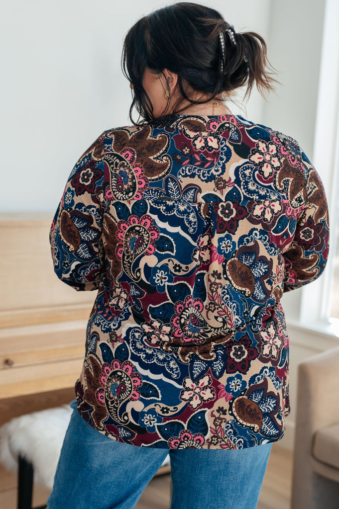 Little Lovely Blouse in Wine Paisley-Womens-Timber Brooke Boutique, Online Women's Fashion Boutique in Amarillo, Texas