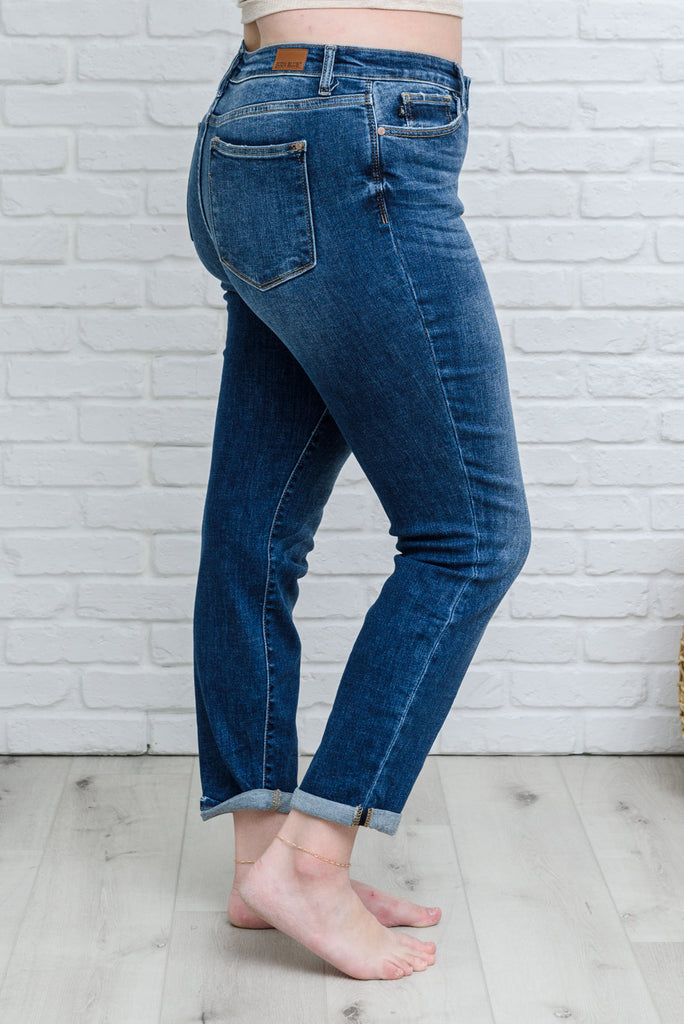 London Midrise Cuffed Boyfriend Jeans-Womens-Timber Brooke Boutique, Online Women's Fashion Boutique in Amarillo, Texas