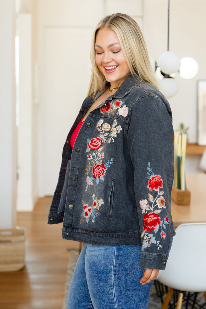 Lovely Visions Flower Embroidered Jacket-Womens-Timber Brooke Boutique, Online Women's Fashion Boutique in Amarillo, Texas