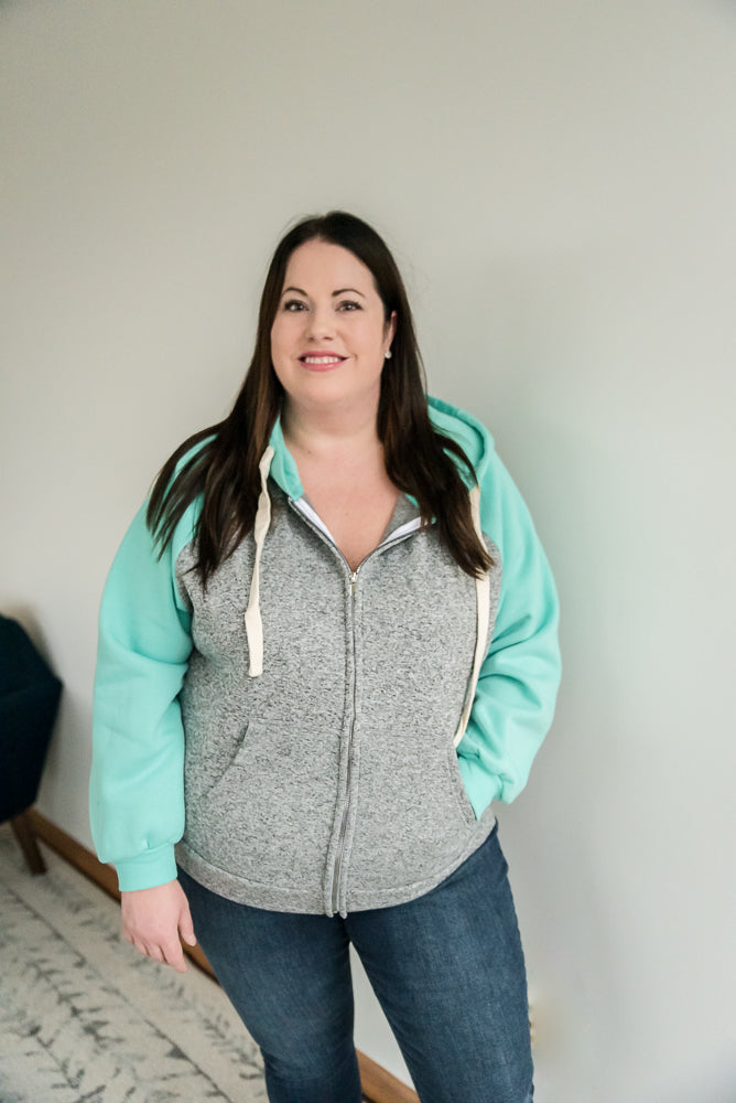 How It's Mint to Be Zip Hoodie-Zenana-Timber Brooke Boutique, Online Women's Fashion Boutique in Amarillo, Texas