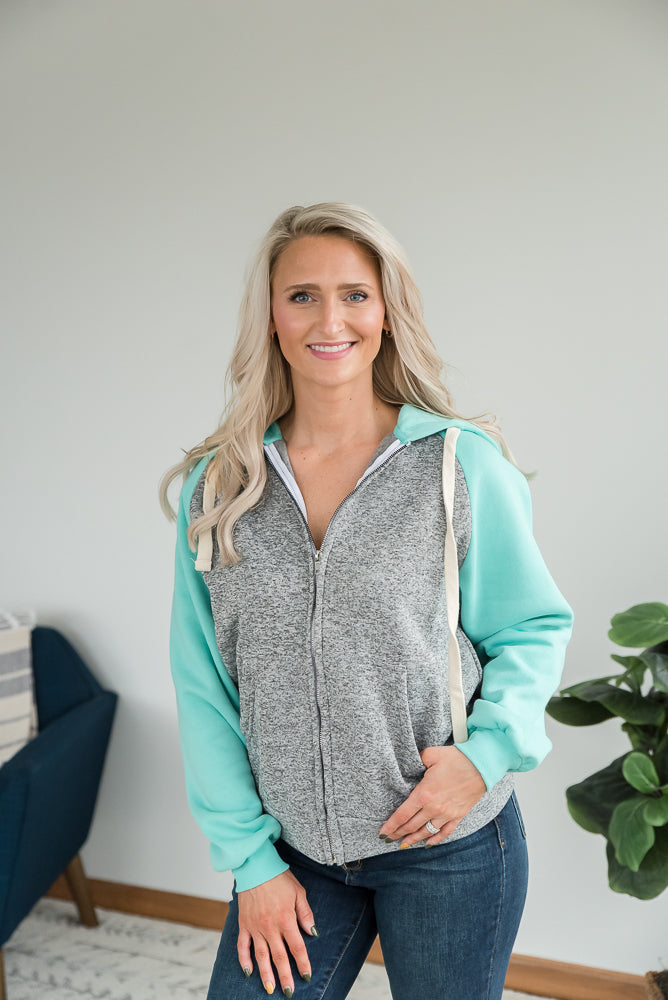 How It's Mint to Be Zip Hoodie-Zenana-Timber Brooke Boutique, Online Women's Fashion Boutique in Amarillo, Texas