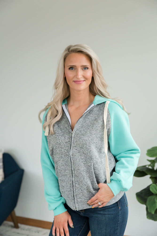 How It's Mint to Be Zip Hoodie-Zenana-Timber Brooke Boutique, Online Women's Fashion Boutique in Amarillo, Texas