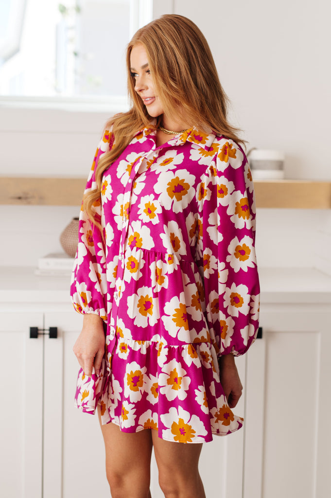 Magnificently Mod Floral Shirt Dress-Womens-Timber Brooke Boutique, Online Women's Fashion Boutique in Amarillo, Texas