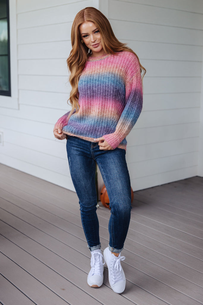 Make Your Own Kind of Music Rainbow Sweater-Womens-Timber Brooke Boutique, Online Women's Fashion Boutique in Amarillo, Texas