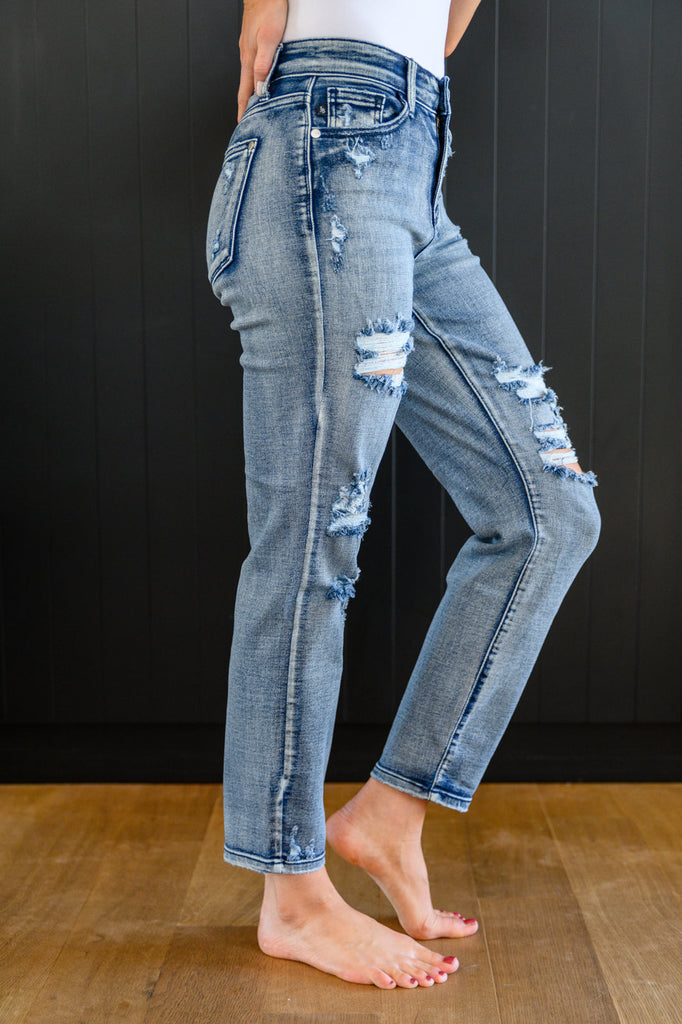 Mary Lou Hi-Rise Destroyed Boyfriend Jeans-Womens-Timber Brooke Boutique, Online Women's Fashion Boutique in Amarillo, Texas