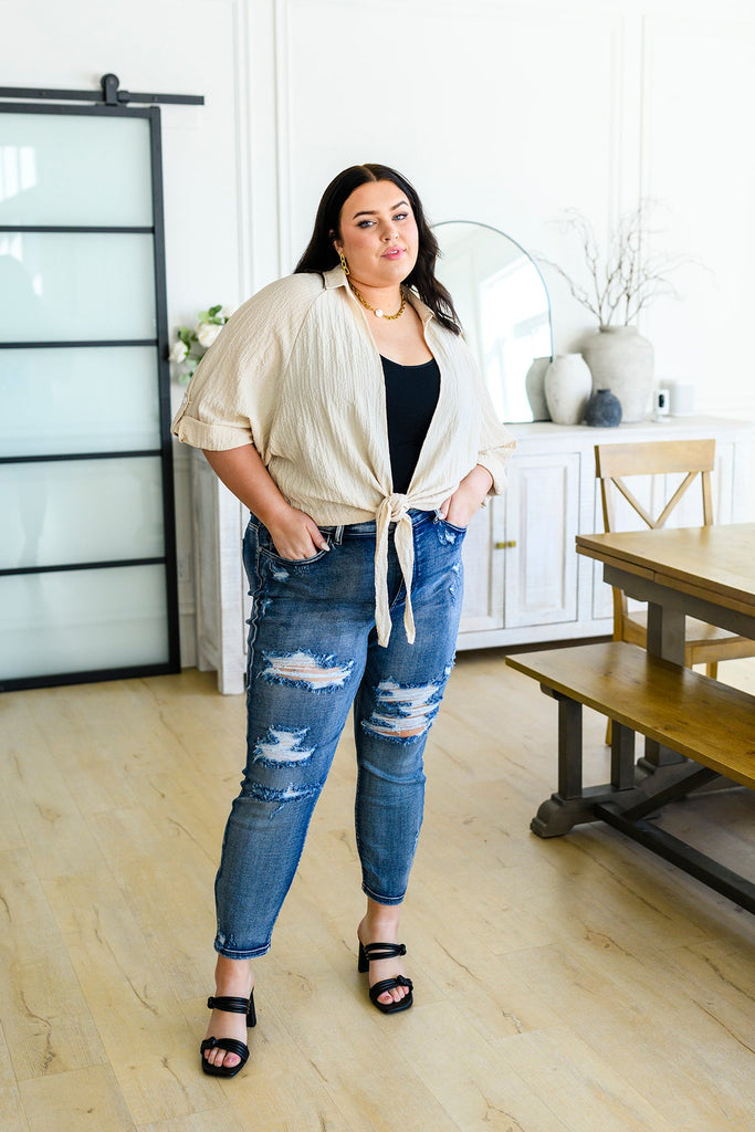 Mary Lou Hi-Rise Destroyed Boyfriend Jeans-Denim-Timber Brooke Boutique, Online Women's Fashion Boutique in Amarillo, Texas