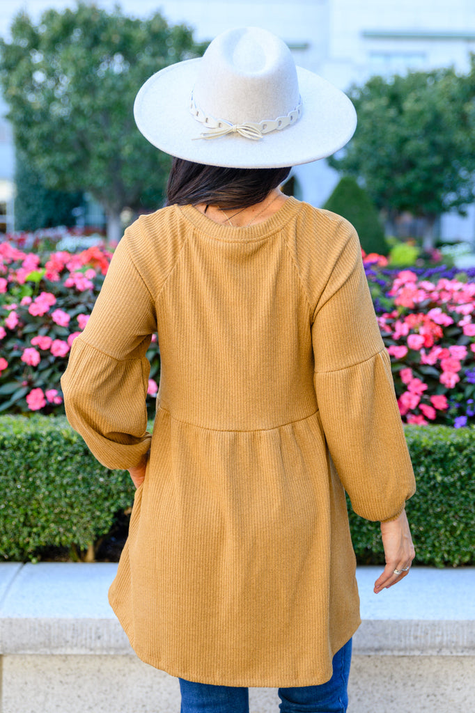 Melrose Ribbed Knit Raglan Tunic In Mustard-Womens-Timber Brooke Boutique, Online Women's Fashion Boutique in Amarillo, Texas