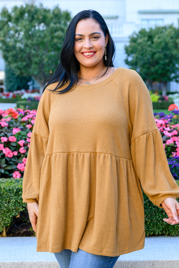 Melrose Ribbed Knit Raglan Tunic In Mustard-Womens-Timber Brooke Boutique, Online Women's Fashion Boutique in Amarillo, Texas