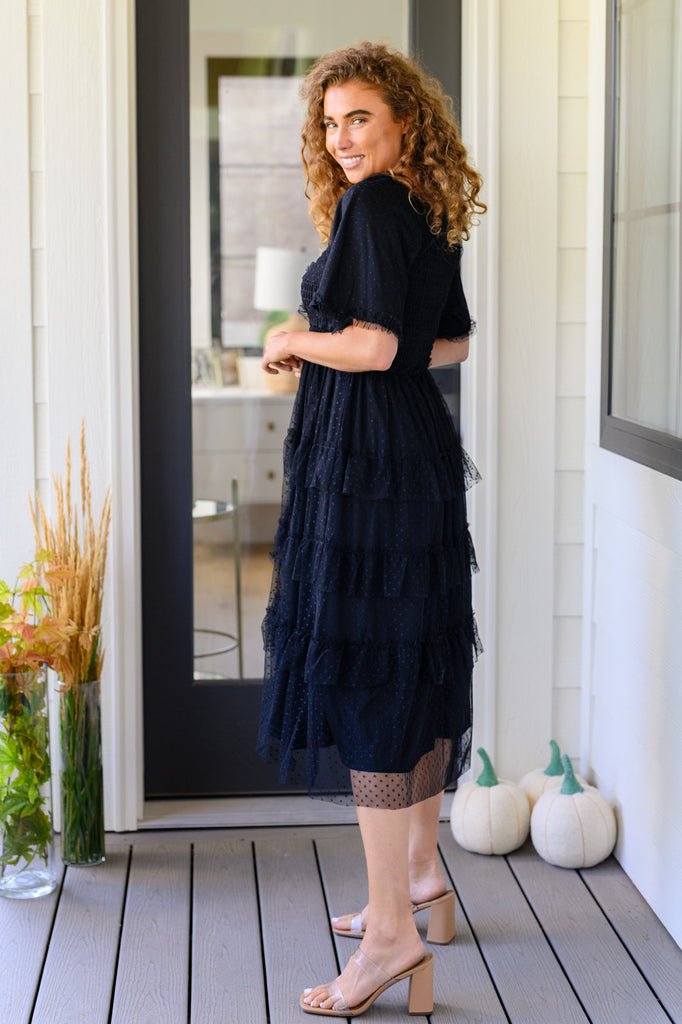 Midnight Waltz Midi Dress-Womens-Timber Brooke Boutique, Online Women's Fashion Boutique in Amarillo, Texas