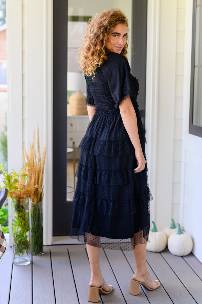 Midnight Waltz Midi Dress-Womens-Timber Brooke Boutique, Online Women's Fashion Boutique in Amarillo, Texas