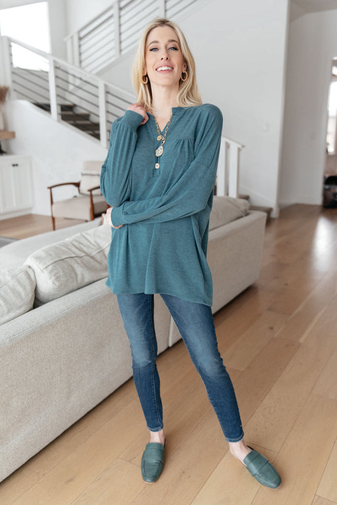 Moon Bay Top In Blue-Womens-Timber Brooke Boutique, Online Women's Fashion Boutique in Amarillo, Texas
