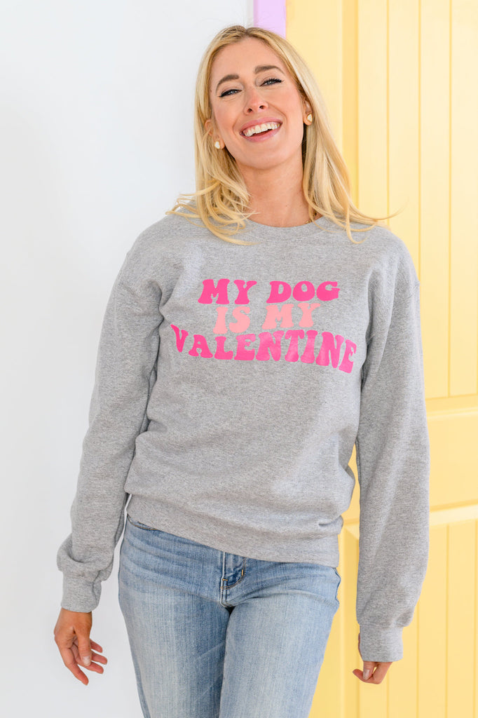 My Dog Is My Valentine Sweater 1/17/2023-Sweaters-Timber Brooke Boutique, Online Women's Fashion Boutique in Amarillo, Texas
