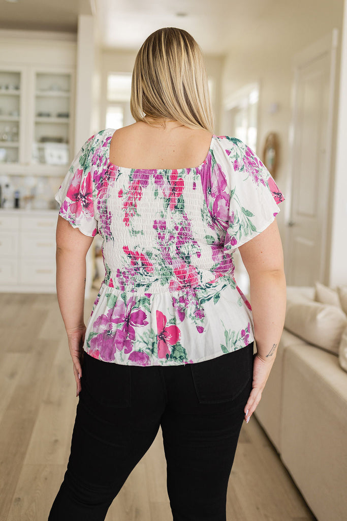 Oh So Simple Floral Blouse-Womens-Timber Brooke Boutique, Online Women's Fashion Boutique in Amarillo, Texas