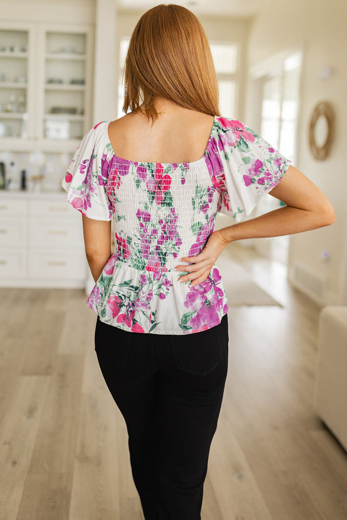 Oh So Simple Floral Blouse-Womens-Timber Brooke Boutique, Online Women's Fashion Boutique in Amarillo, Texas