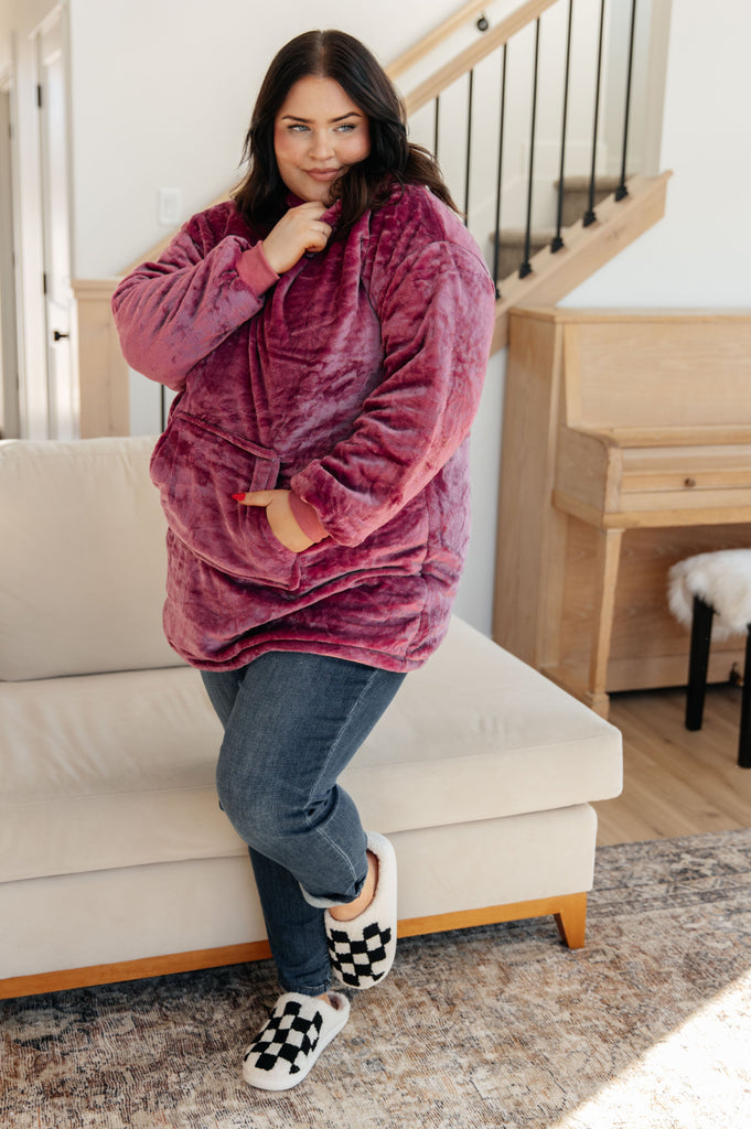 Oversized Velour Blanket Hoodie in Purple-Womens-Timber Brooke Boutique, Online Women's Fashion Boutique in Amarillo, Texas