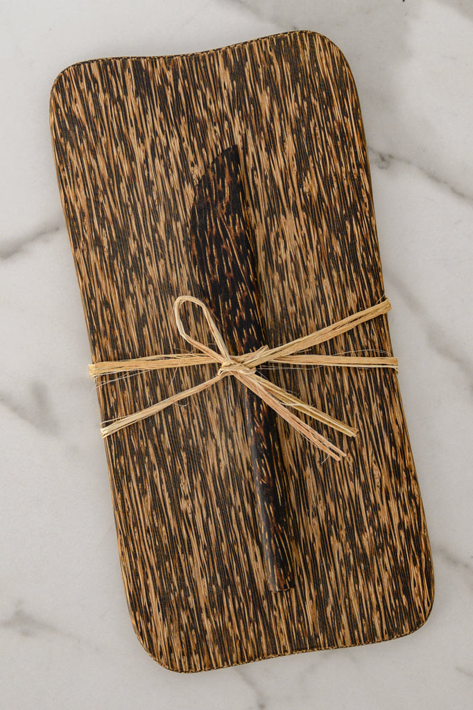 Palm Wood Cheese Board And Knife Set-Womens-Timber Brooke Boutique, Online Women's Fashion Boutique in Amarillo, Texas