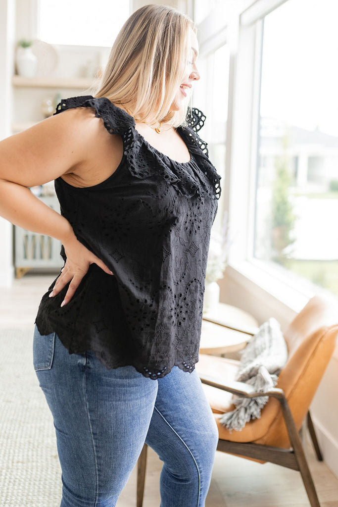 Parisian Stroll Lace Blouse in Black-Womens-Timber Brooke Boutique, Online Women's Fashion Boutique in Amarillo, Texas