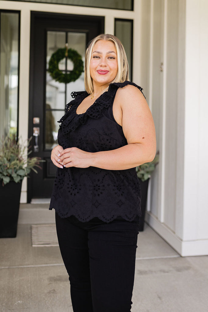 Parisian Stroll Lace Blouse in Black-Womens-Timber Brooke Boutique, Online Women's Fashion Boutique in Amarillo, Texas