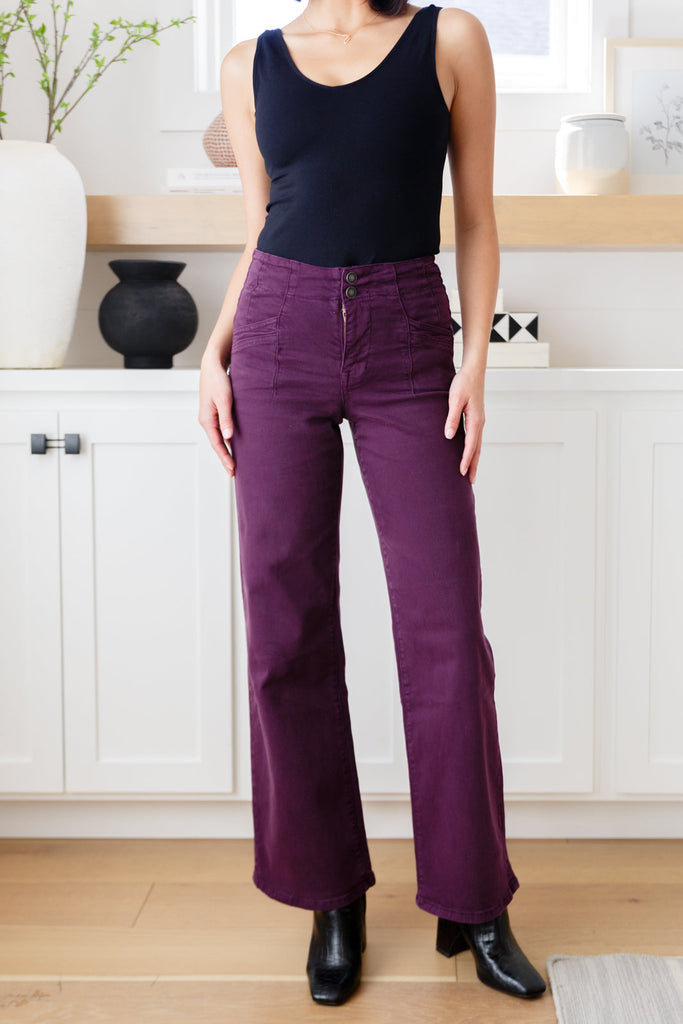 Petunia High Rise Wide Leg Jeans in Plum-Womens-Timber Brooke Boutique, Online Women's Fashion Boutique in Amarillo, Texas
