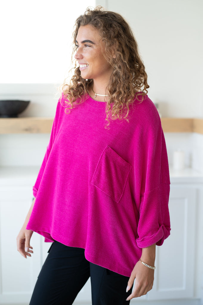 Pink Thoughts Chenille Blouse-Womens-Timber Brooke Boutique, Online Women's Fashion Boutique in Amarillo, Texas