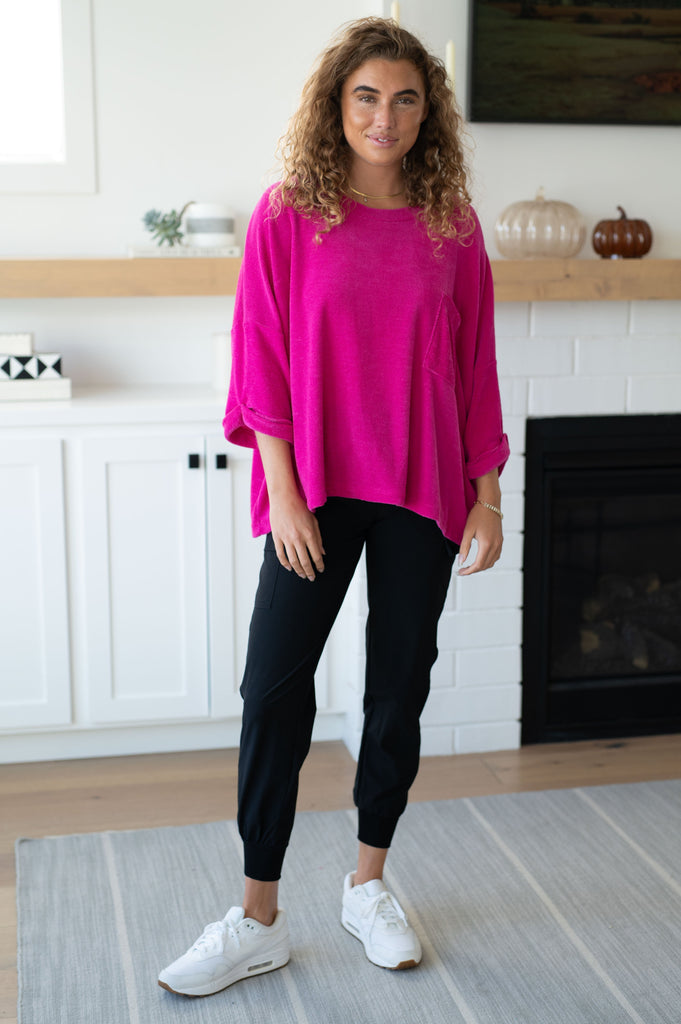 Pink Thoughts Chenille Blouse-Womens-Timber Brooke Boutique, Online Women's Fashion Boutique in Amarillo, Texas