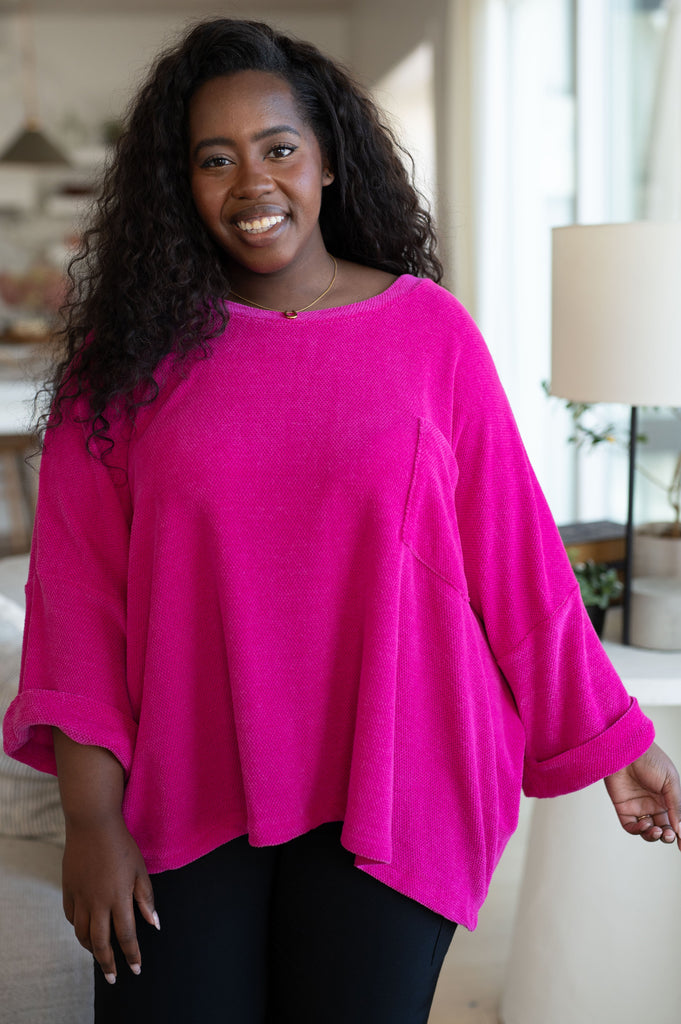 Pink Thoughts Chenille Blouse-Womens-Timber Brooke Boutique, Online Women's Fashion Boutique in Amarillo, Texas