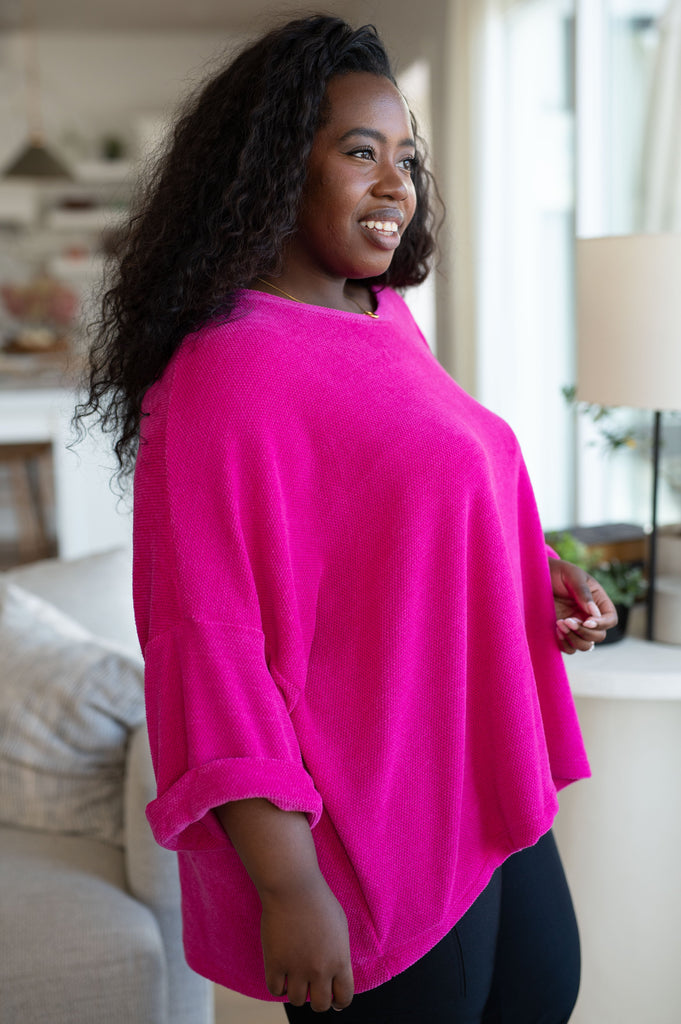 Pink Thoughts Chenille Blouse-Womens-Timber Brooke Boutique, Online Women's Fashion Boutique in Amarillo, Texas