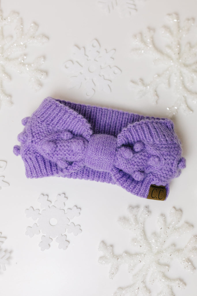 Pom Knit Head Wrap In Periwinkle-Womens-Timber Brooke Boutique, Online Women's Fashion Boutique in Amarillo, Texas