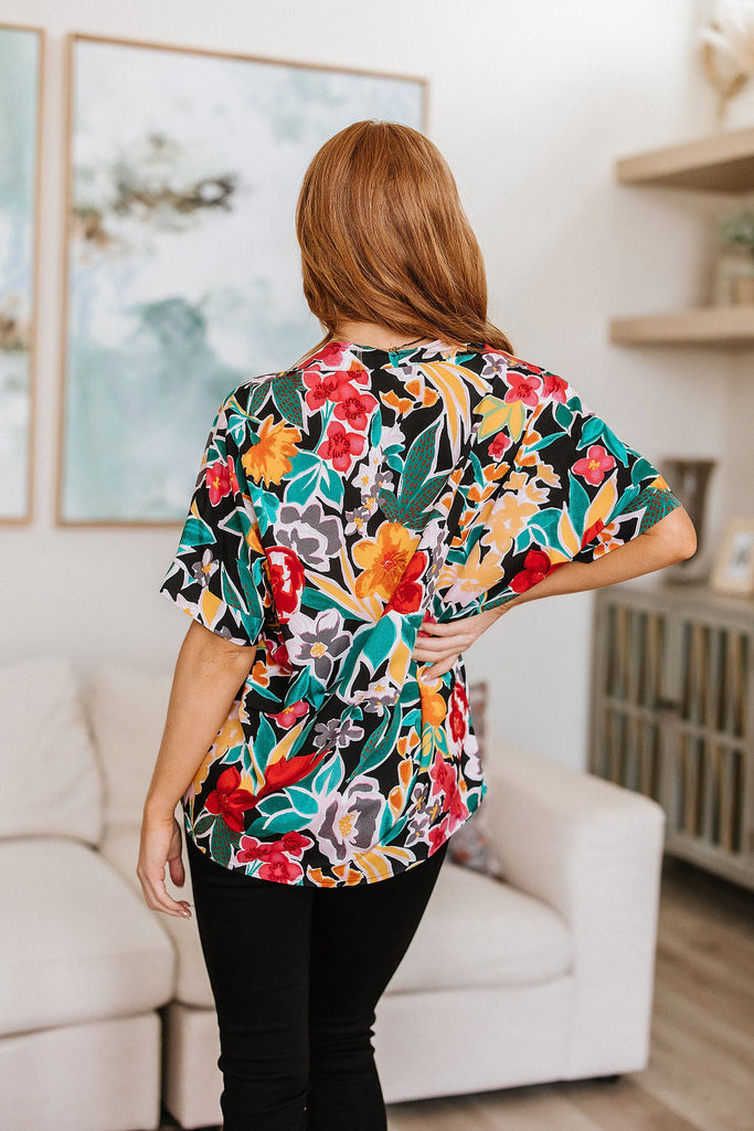 Pretty in Paradise Floral Blouse-Womens-Timber Brooke Boutique, Online Women's Fashion Boutique in Amarillo, Texas