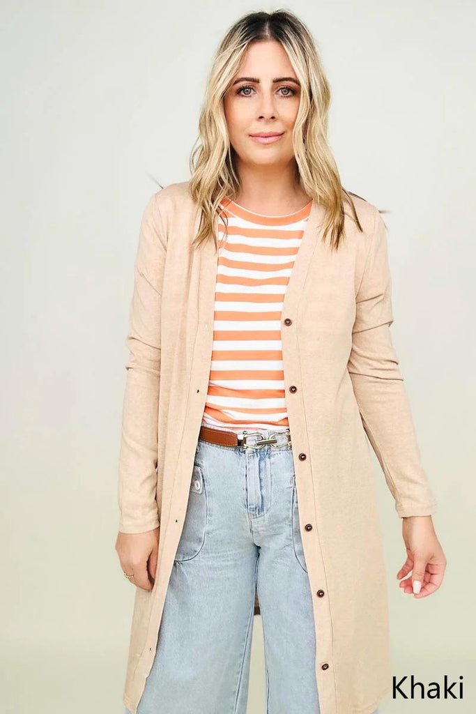 Button Down Light Cardigan-Cardigans-Timber Brooke Boutique, Online Women's Fashion Boutique in Amarillo, Texas