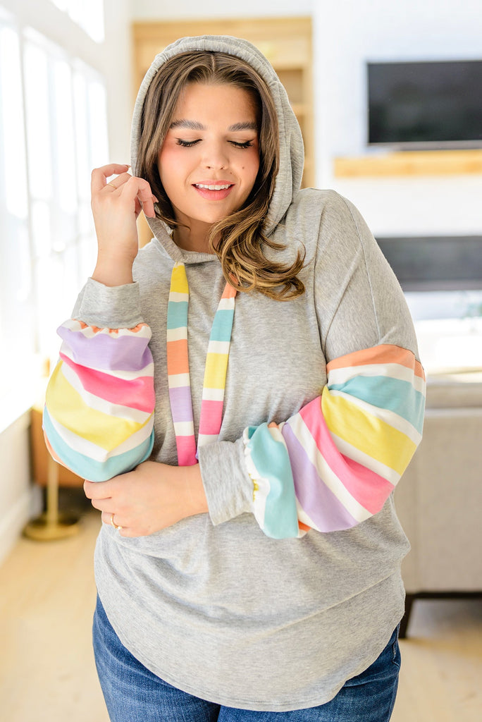 Rainbow Connection Striped Hoodie-Womens-Timber Brooke Boutique, Online Women's Fashion Boutique in Amarillo, Texas
