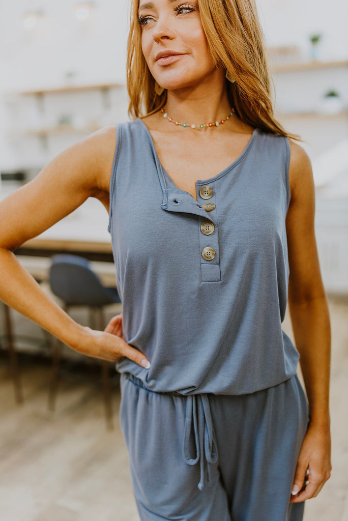 Relaxing Weekend Sleeveless Jumpsuit-Womens-Timber Brooke Boutique, Online Women's Fashion Boutique in Amarillo, Texas