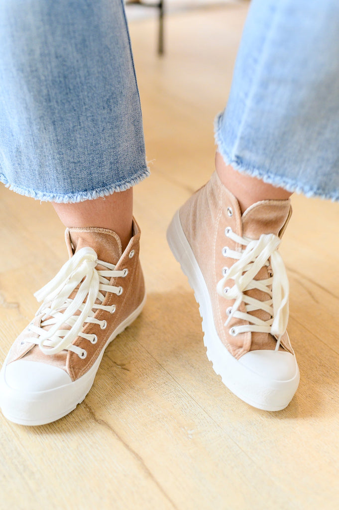 Run Me Down Velvet High Tops in Tan-Womens-Timber Brooke Boutique, Online Women's Fashion Boutique in Amarillo, Texas