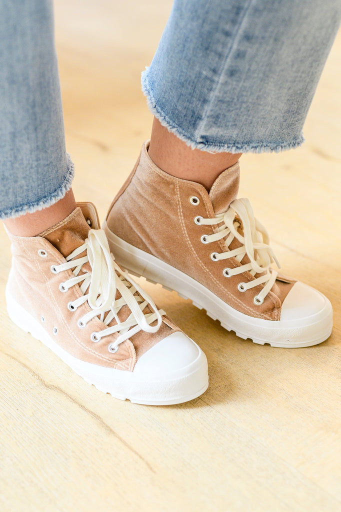 Run Me Down Velvet High Tops in Tan-Womens-Timber Brooke Boutique, Online Women's Fashion Boutique in Amarillo, Texas
