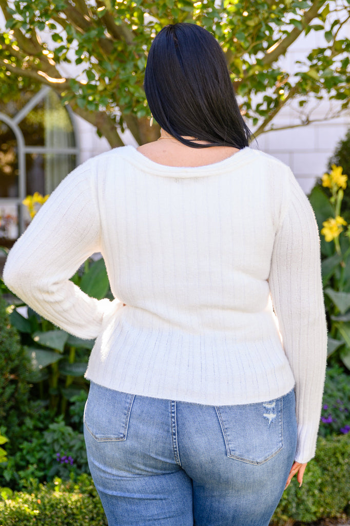 Sasha Fuzzy Twist Detail Sweater In Ivory-Womens-Timber Brooke Boutique, Online Women's Fashion Boutique in Amarillo, Texas