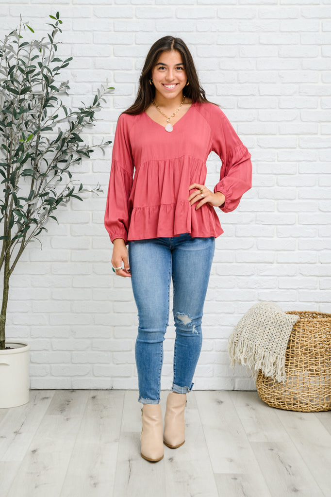 Sassy Swing Tiered Top-120 Long Sleeve Tops-Timber Brooke Boutique, Online Women's Fashion Boutique in Amarillo, Texas
