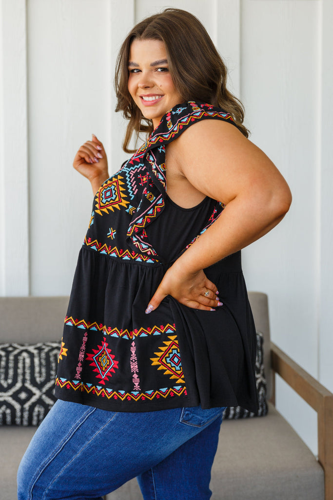 Sophia Embroidered Blouse in Black-Womens-Timber Brooke Boutique, Online Women's Fashion Boutique in Amarillo, Texas