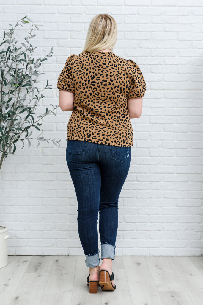 Spotted Animal Print Blouse-Womens-Timber Brooke Boutique, Online Women's Fashion Boutique in Amarillo, Texas