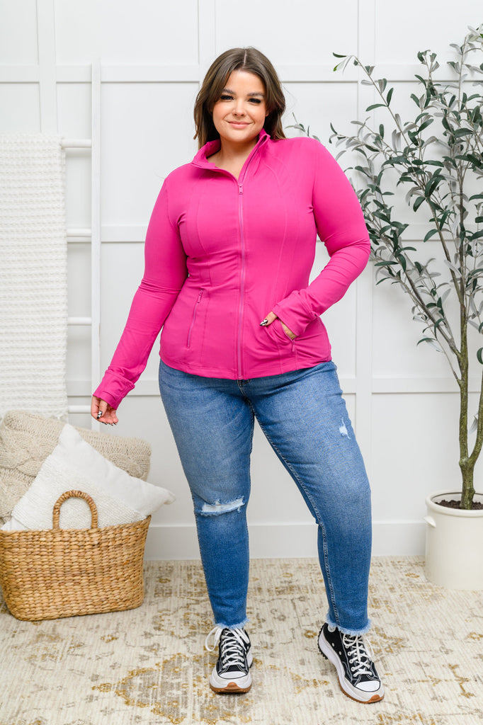 Doorbuster: Staying Swift Activewear Jacket in Raspberry-Womens-Timber Brooke Boutique, Online Women's Fashion Boutique in Amarillo, Texas