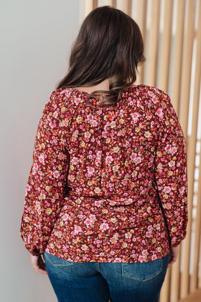 Sunday Brunch Blouse in Rust Floral-Womens-Timber Brooke Boutique, Online Women's Fashion Boutique in Amarillo, Texas