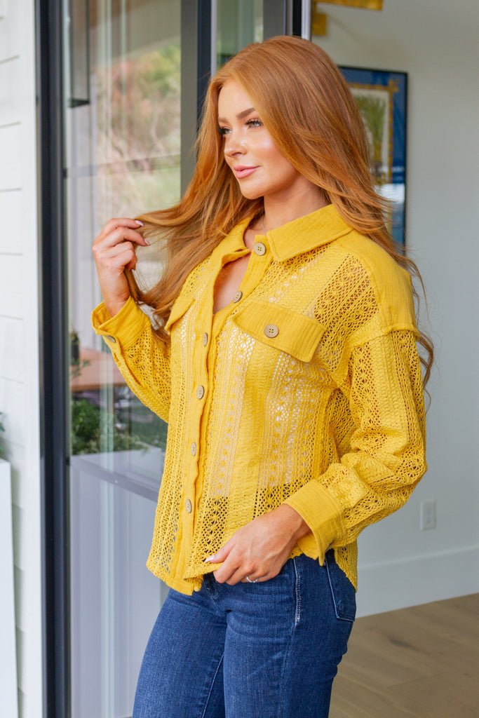 Sweeter Than Nectar Lace Button Down in Honey-Womens-Timber Brooke Boutique, Online Women's Fashion Boutique in Amarillo, Texas