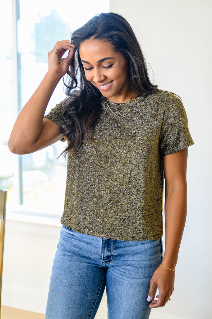 Sweetly Twinkle Short Sleeve Knit Top In Black-Womens-Timber Brooke Boutique, Online Women's Fashion Boutique in Amarillo, Texas