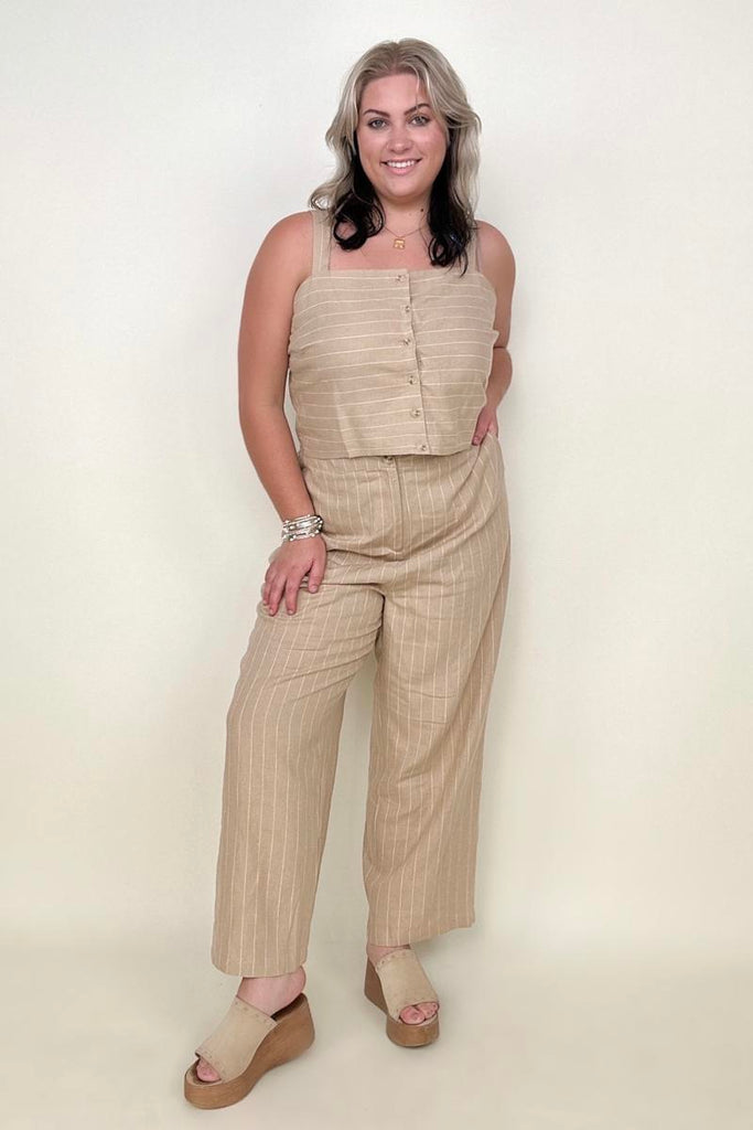 SKIES ARE BLUE Linen Pin Stripe Pants-Pants-Timber Brooke Boutique, Online Women's Fashion Boutique in Amarillo, Texas