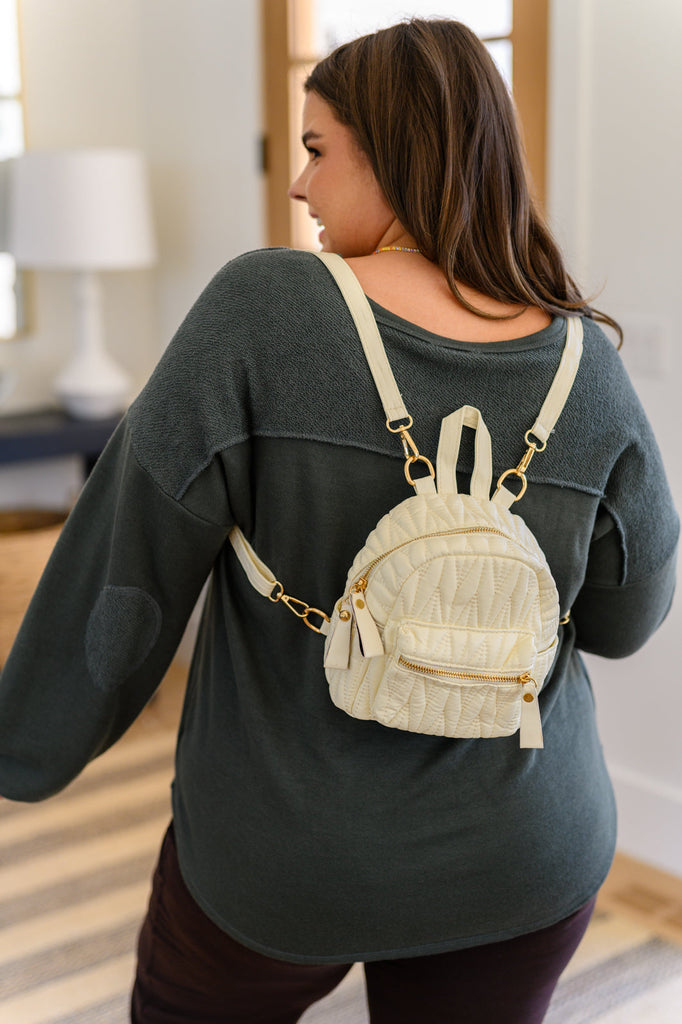 Take It With You Quilted Mini Backpack in Cream-Womens-Timber Brooke Boutique, Online Women's Fashion Boutique in Amarillo, Texas