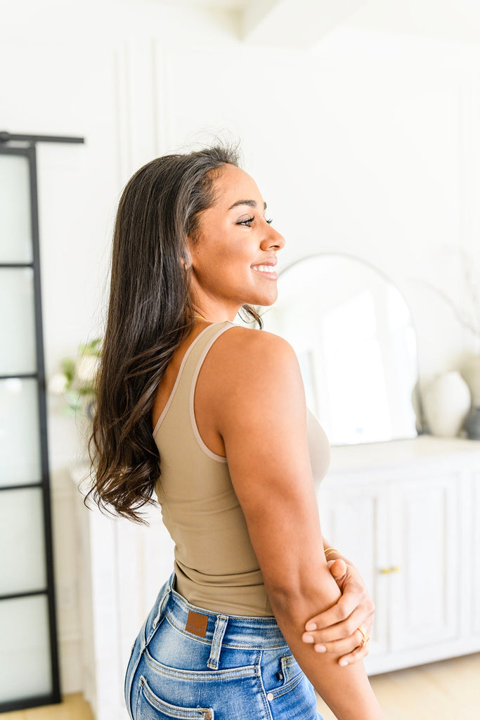 The Basics Reversible Longline Tank in Light Mocha-Tank Tops-Timber Brooke Boutique, Online Women's Fashion Boutique in Amarillo, Texas