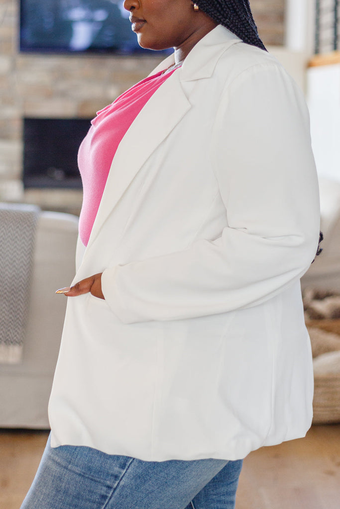 The Harvard Blazer in White-Coats and Jackets-Timber Brooke Boutique, Online Women's Fashion Boutique in Amarillo, Texas