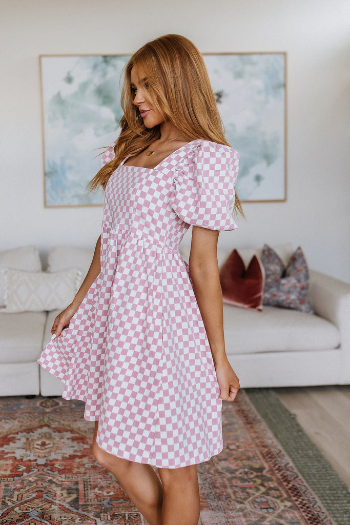 The Moment Checkered Babydoll Dress-Womens-Timber Brooke Boutique, Online Women's Fashion Boutique in Amarillo, Texas