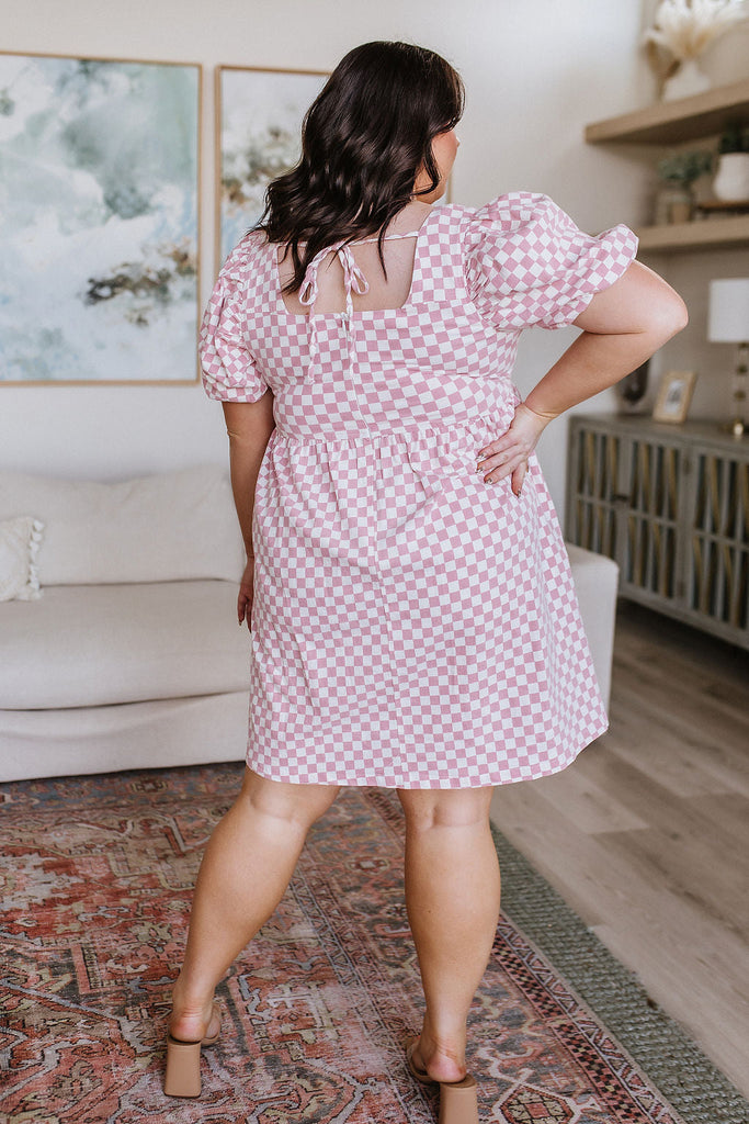 The Moment Checkered Babydoll Dress-Womens-Timber Brooke Boutique, Online Women's Fashion Boutique in Amarillo, Texas
